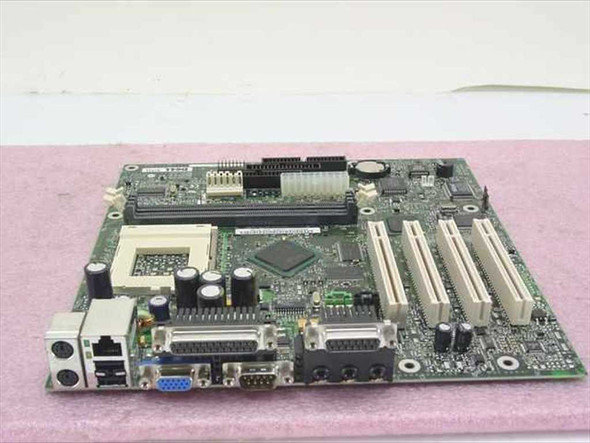 Dell 9591P Socket 370 Celeron motherboard AA730980-444 — top view showing I/O ports, PCI slots, and Socket 370 CPU socket
