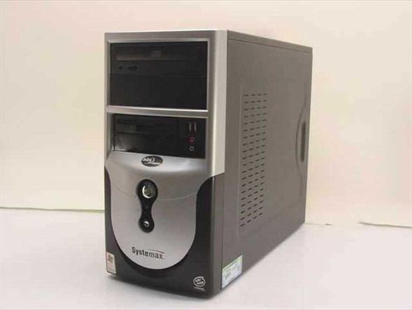 Systemax SYX-651M03 mid-tower desktop PC front view showing CD-ROM drive bay, floppy bay, power button, and Systemax and Intel Inside branding