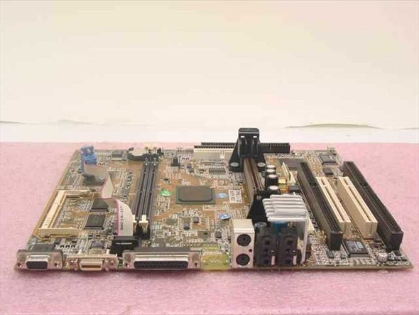 Compaq 381338-001 Slot 1 system board top view showing PCI and ISA expansion slots, I/O ports, and CPU slot
