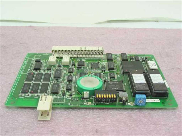 NEC NEAX 2000 IVS PN-CP00-B Processor Card – reverse top-side view showing memory ICs, DIP switches, ribbon connector, and edge connectors