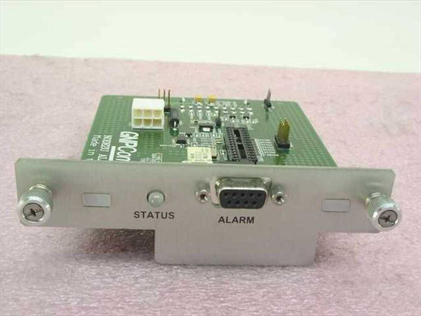 GNP Computers NODE2U Alarm Card 1-503012 — front panel view showing STATUS indicator and DB9 ALARM port