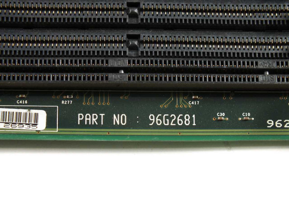 IBM 96G2681 part number label on PCB edge – closeup showing printed PART NO: 96G2681 marking on green board