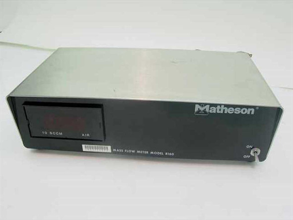 Matheson 8160 Mass Flow Meter front panel showing LED display reading AIR in SCCM and power switch