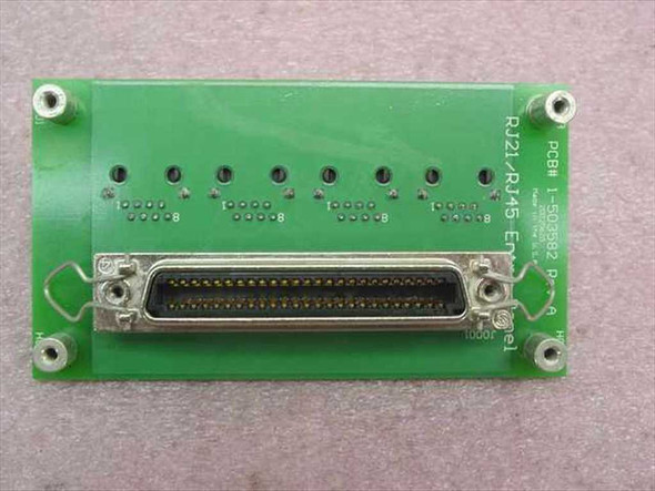 GNP Computers 1-503582 RJ21/RJ45 Entry Panel Rev A — rear view showing Telco 50-pin RJ21 connector and PCB label