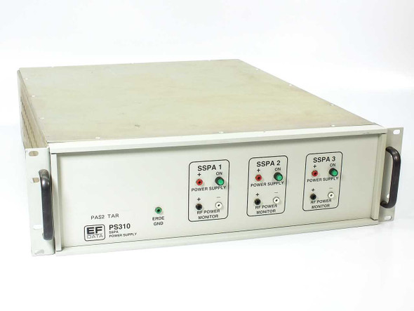 EF Data PS310 SSPA Power Supply front panel with three SSPA channel controls and PAS2 TAR label
