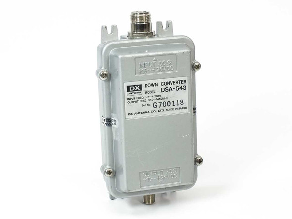 DX Antenna DSA-543 C-Band RF Down Converter – front label view showing model number and frequency specs