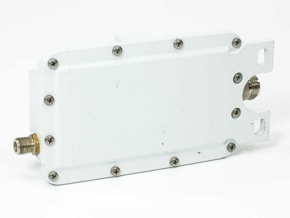 Scientific Atlanta 9325 Block Converter rear panel showing sealed aluminum enclosure with mounting flanges and F-type connector