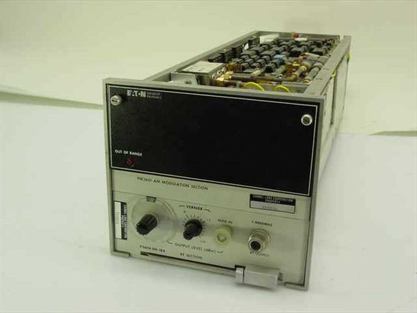 Eaton Ailtech PM3601 AM Modulation Section plug-in module front panel view showing Vernier, Mod In, and Output Level controls