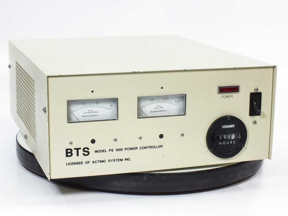 BTS PS1200 rear panel right section close-up showing J4 multi-pin connector and cooling fan guard