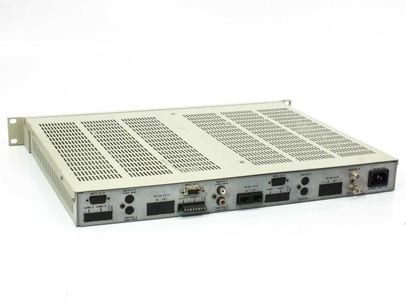 Wegener Communications 1851-01-0 Auxiliary Mainframe – rear panel angled view showing MPEG Data, RS-422, audio, and power connectors