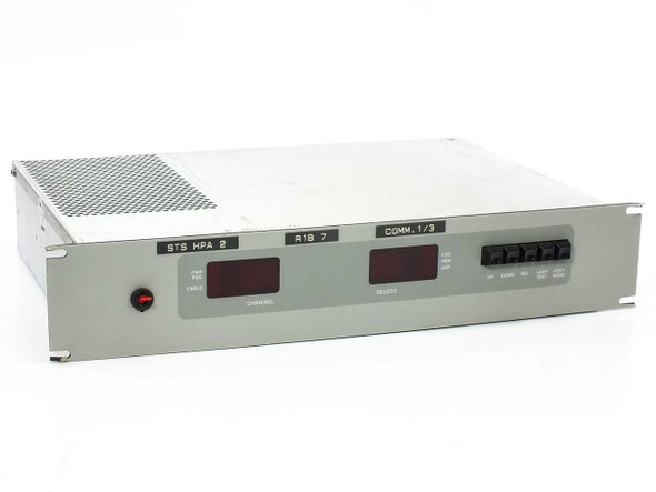 Varian VJW1454R1 01014548-00 Remote Control Channel Select Assembly — front panel view showing CHANNEL and SELECT LED displays, STS HPA and COMM labels