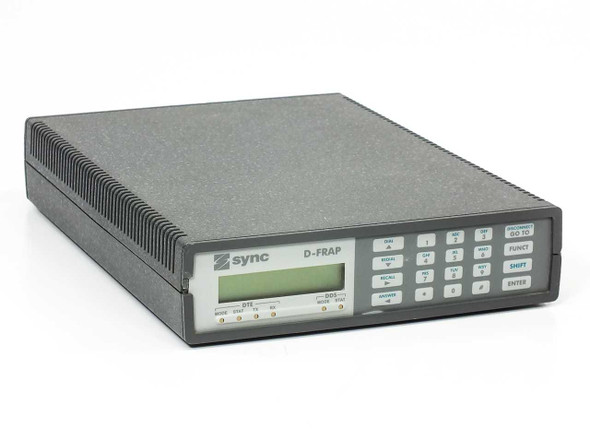 Sync D-FRAP WAN Frame Relay Access Probe front-left angle view showing LCD display and numeric keypad