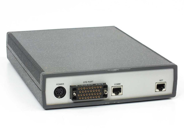 Sync T-FRAP-R404 rear panel showing power connector, DB-25 DTE port, COMM RJ-45, and NET RJ-45 port