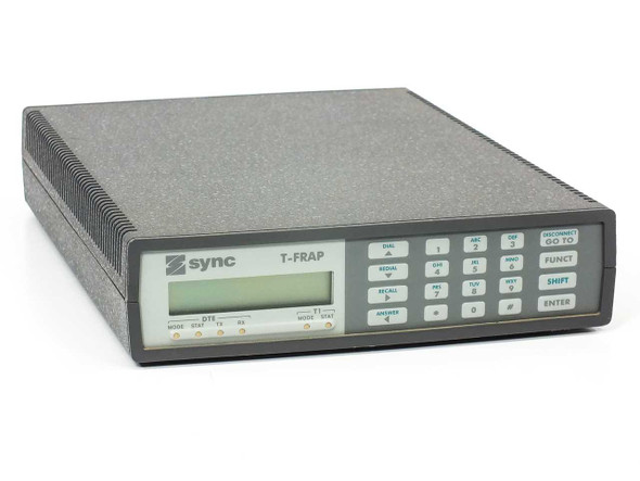 Sync T-FRAP-R404 WAN Frame Relay Access Probe – front panel angle view showing LCD display and keypad