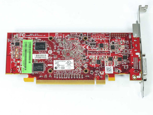 ATI Radeon B170 PCIe graphics card — PCB rear view showing FCC markings, Dell service tag label, and ATI-102-B17002(B) identification