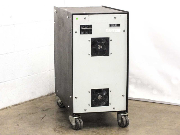 Eratron PPS 8210 DC Plasma Power Supply – right-side view showing two cooling fans and model label on white panel, unit on castors