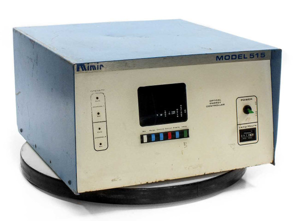 Mimir 515 Optical Energy Controller – front three-quarter view showing full chassis and color-coded front panel button strip