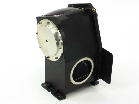Hughes Leitz 102685 Red Green Prism Assembly – three-quarter front-left view showing black housing, top light entry aperture, and Hughes label
