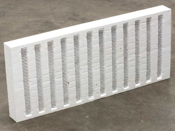 Rex Materials Moldatherm 4018-1676-00M ceramic fiber heater panel — front face showing embedded resistance wire heating elements in white ceramic body