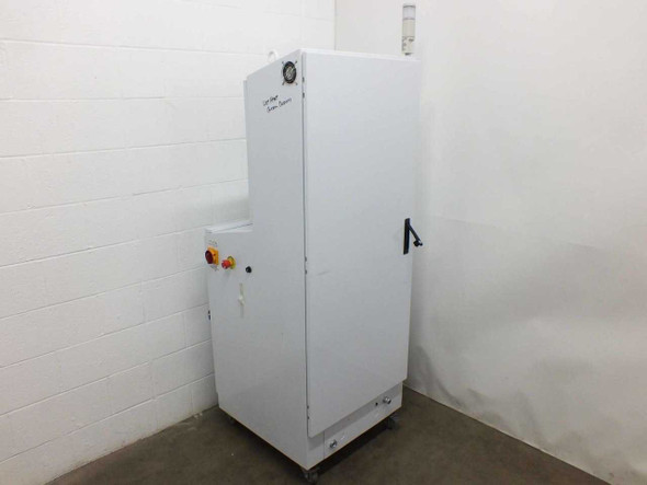 SCE SCE-66ST2626WS hi-pot control cabinet right-side and rear view showing full floor-standing enclosure height and caster base