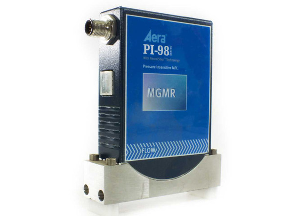 Aera PI-98 PI-980 Mass Flow Controller front panel showing MGMR display and M12 connector
