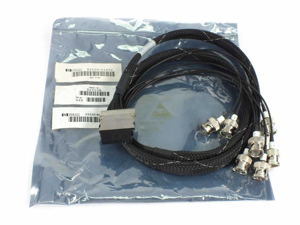 HP Z2220-61602 Z2220A BNC breakout cable set sealed in anti-static bag with HP Hewlett-Packard labels visible