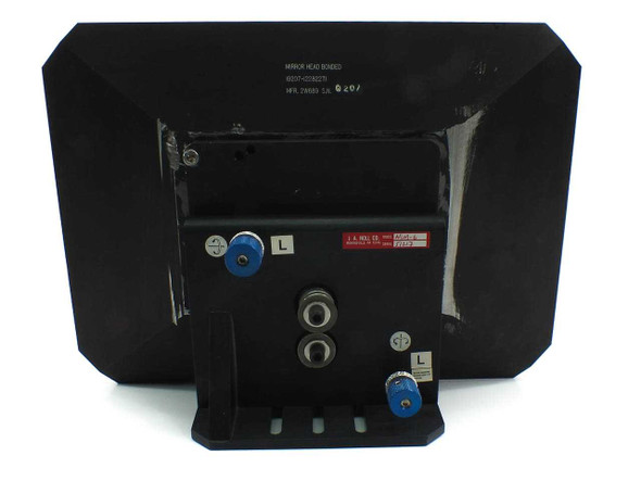 JA Noll NMC-6 optical instrument mirror mount rear view showing base plate, blue adjustment knobs, and J.A. Noll label