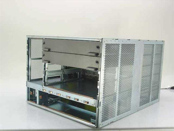 Sun Microsystems 270-4944-01 empty server chassis — rear three-quarter view showing open drive bays, empty card slots, and mesh enclosure panels