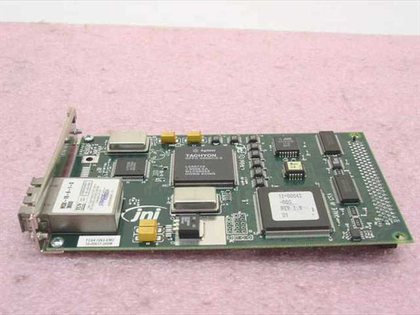 Sun JNI FC64-1063 HBA – top-side PCB view showing Tachyon Fibre Channel chipset and JNI branding