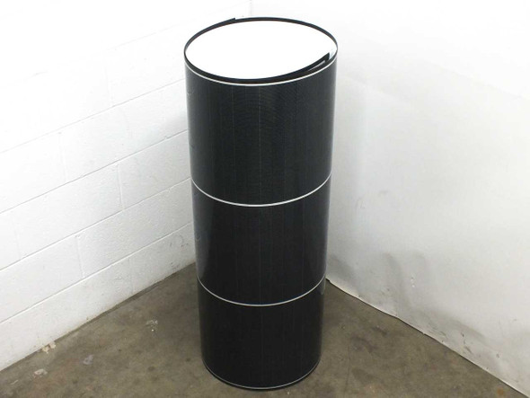 SoloPower SP3L-160 flexible solar panel rolled into a cylinder shape showing its flexible form factor — side view