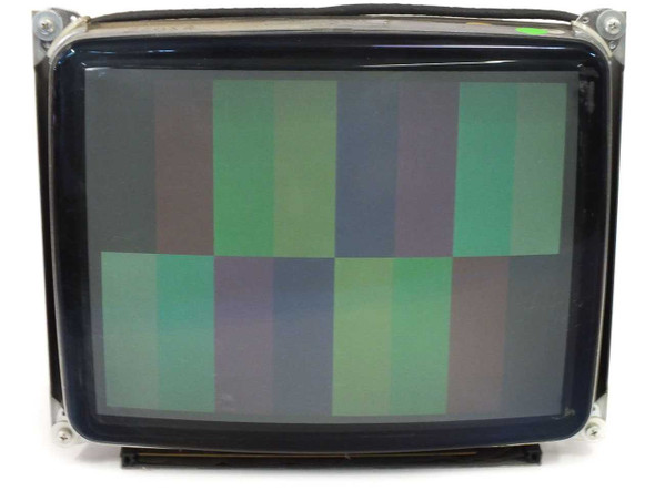 Lucius & Baer CC15V-NET 15-inch industrial CRT monitor front view displaying color bar test pattern
