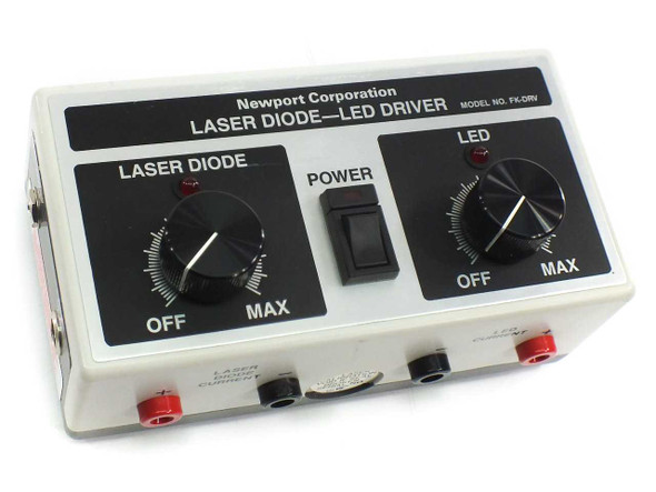 Newport Corporation FK-DRV Laser Diode LED Driver – front panel with Laser Diode and LED rotary knobs and rocker power switch