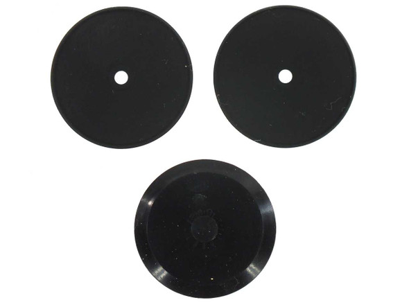 3M Easi-Air 7282 7283 respirator valves set of 3 — top view showing two flat inhalation discs and one exhalation valve with stem