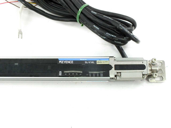 Keyence SL-V14L label closeup showing model number SL-V14L and 45mm detection capability marking