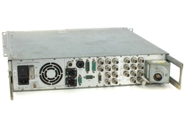 Grass Valley 8926 Camera Base Station – rear panel showing power inlet, cooling fan, DB9 connectors, and multiple BNC output connectors