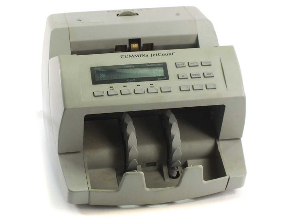 Cummins Allison JetCount 4021 currency counter – front view showing input hopper and LCD display panel