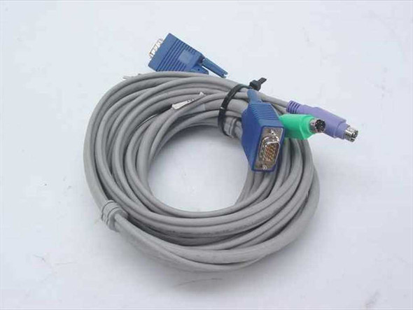 Compaq 147095-001 12-foot KVM cable coiled on white surface showing full cable length with VGA and PS/2 connectors at one end