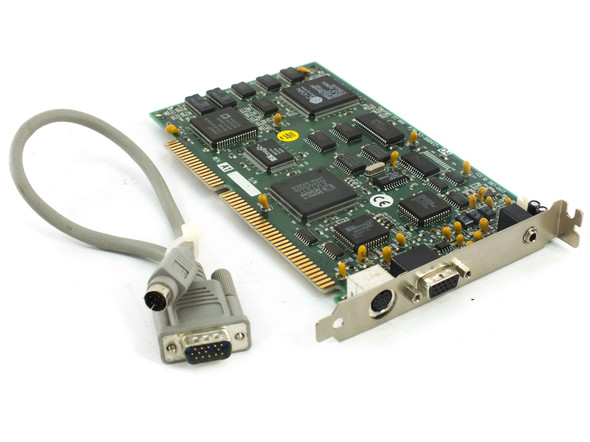 Sigma Designs RealMagic 53-000417 ISA MPEG decoder card front view with included 8-pin DIN to 15-pin VGA cable