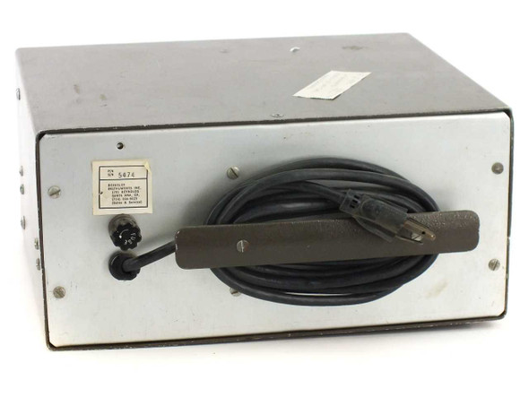 Precision Standards Corp 472A DC Voltage Calibrator – rear view showing Berkeley Instruments service label (S/N 5474), power cord, and attached output cable with alligator clip