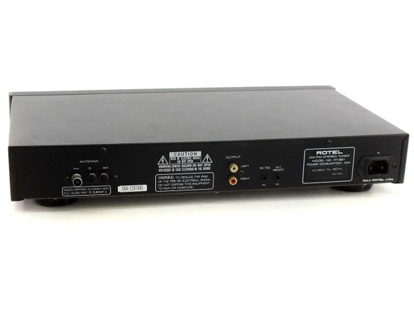Rotel RT-961 AM/FM Stereo Tuner – rear panel showing antenna inputs, RCA outputs, and IEC power inlet