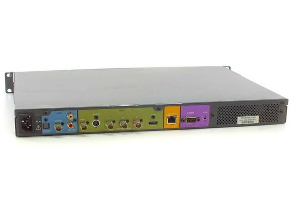 Kaleidescape Movie Player 2 KPLAYER-5000 — rear panel showing power input, RCA audio/video outputs, HDMI port, Ethernet RJ-45, DB9 RS-232 serial port, and ventilation fan