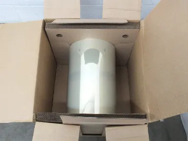 3M UBF-9L ETFE Ultra Barrier Solar Film roll inside open 3M cardboard box — top view showing white film roll