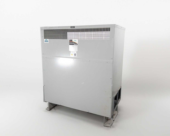 Powersmiths K-Star 300KVA dry-type transformer – 3/4 front-left view showing ventilated top grille and rating plate labels