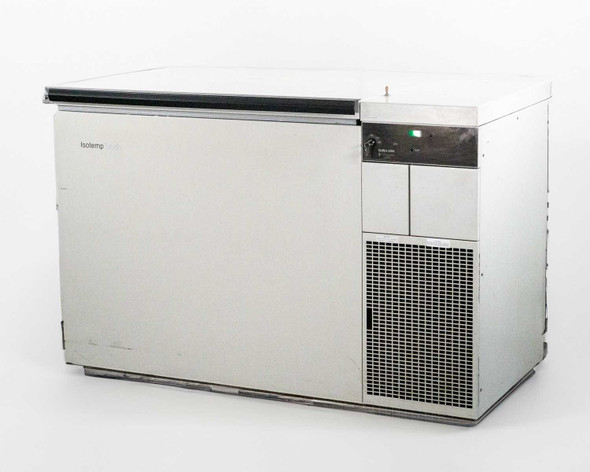 Thermo Fisher Scientific Isotemp C90-10D34 ultra low chest freezer – right-front 3/4 view showing stainless exterior and compressor grille