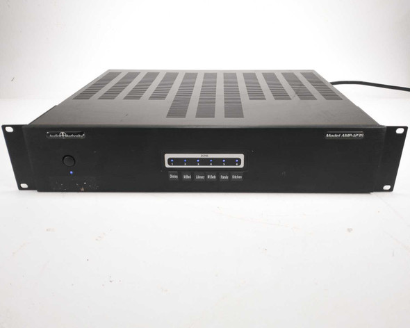Audio Authority AMP-1235 12-channel rackmount amplifier – front panel view showing power button and zone indicators
