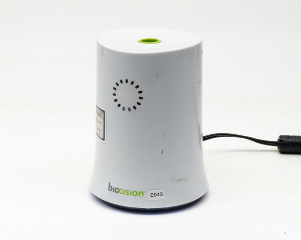 Biocision ThawSTAR CFT2 cryogenic vial thawing system – front-left view showing Biocision logo, E043 label, ventilation ports, and DC power cable