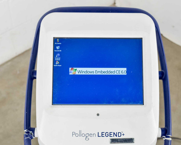 Pollogen Legend+ front display panel showing Windows Embedded CE 6.0 boot screen on touchscreen