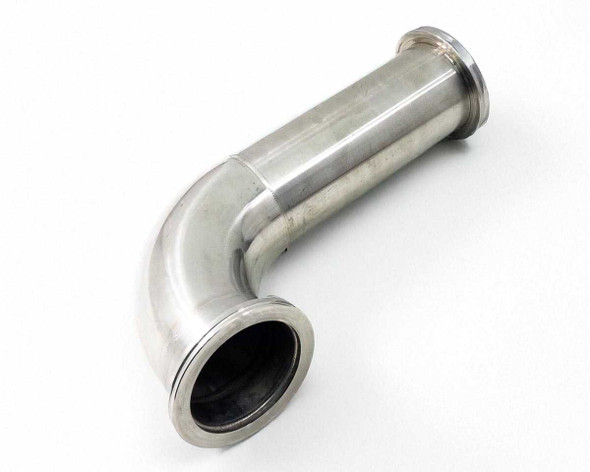 Stainless Steel 304 high vacuum 90-degree extended elbow pipe with ISO-K flanges – front-left isometric view showing full elbow profile