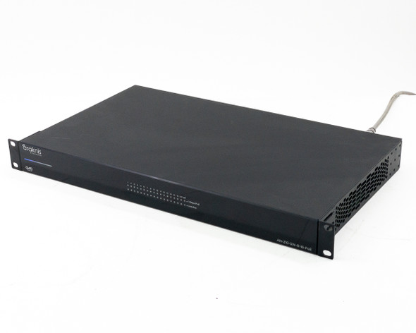 Araknis AN-210-SW-R-16-POE 16-port Gigabit PoE+ switch – front-left angled view showing 1U rack chassis with ventilation and model label on right side