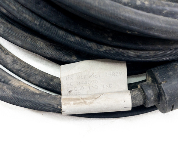 IBM 21F5061 cable label closeup showing part number 21F5061, EC 844090, and SCOD IND INC markings